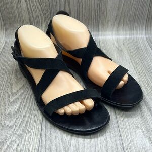 Everlane Black Suede Strappy wrap Sandals